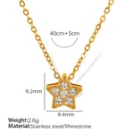 Gold color / 1 Piece Simple Series Star Stainless Steel  Gold Color Rhinestone Women's Pendant Necklaces Picture6